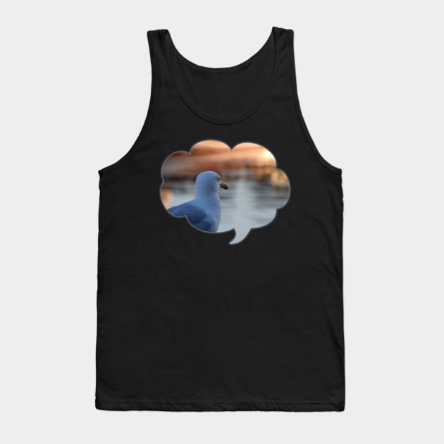 Sunset sunny harbour Seagull in deep thought Tank Top by ownedandloved